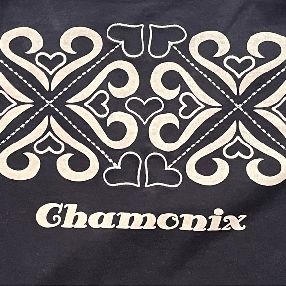 Alp-n-Rock Snowflake V Neck Long Sleeve Top Black Reversible Hearts Size XS/S - Picture 6 of 9